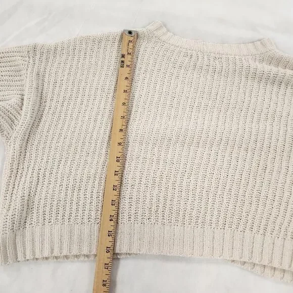 American Eagle Cream Cropped Chunky Knit Sweater XS Oversized Cozy Layer - Picture 8 of 10